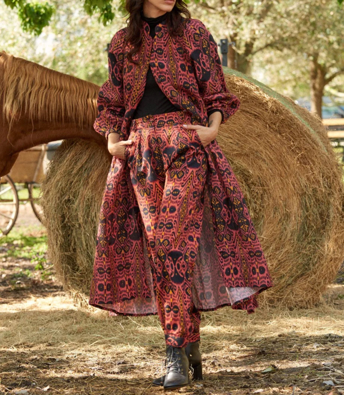 Carolina K Caro Robe - Ikat Terracotta