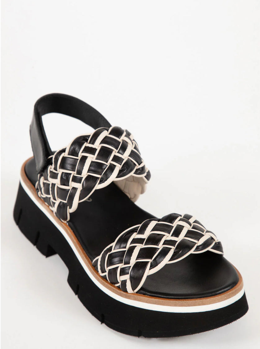 HOMERS Duyba Two Tone - Ivory/Black Leather Sandals