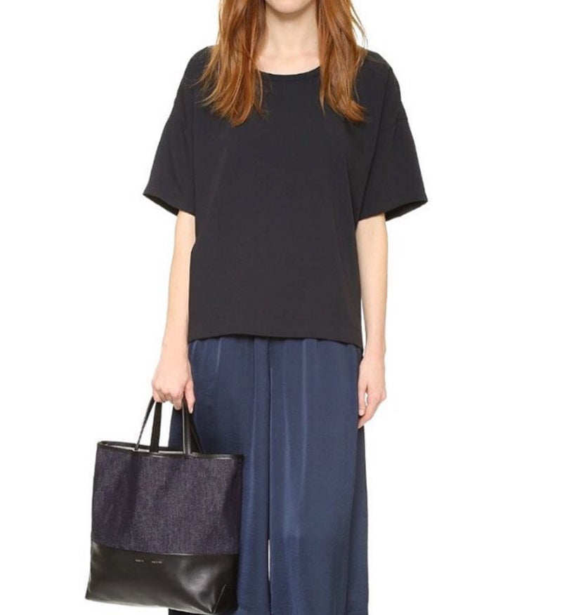 ALICE.D Medium Denim Leather Tote - Blue/Black