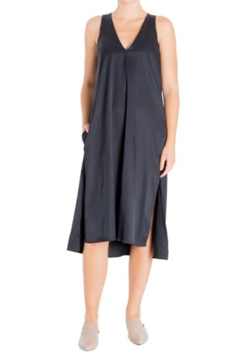 Elaine Kim Tabitha Cupro V Neck Dress - Ink