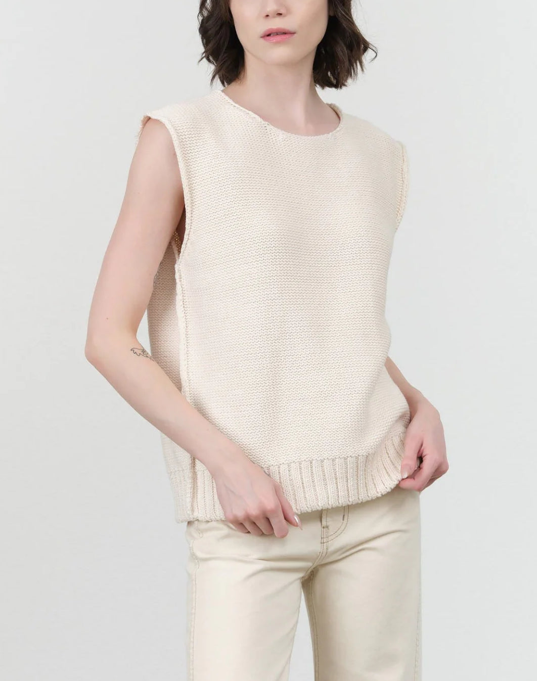 NSF Catalina Sleeveless Sweater Top - Soft White