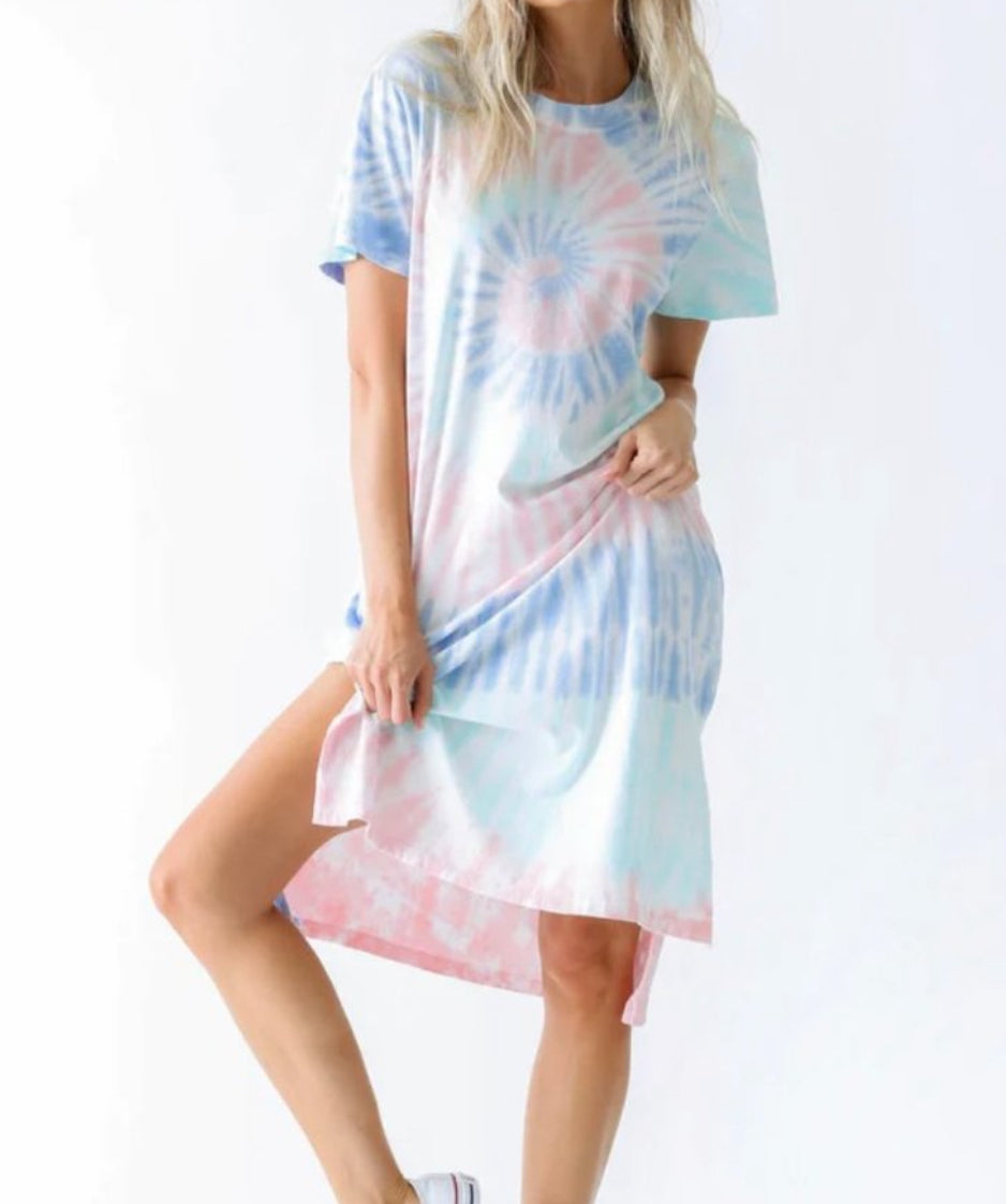 Electric & Rose Tie-Dye T-Shirt Dress