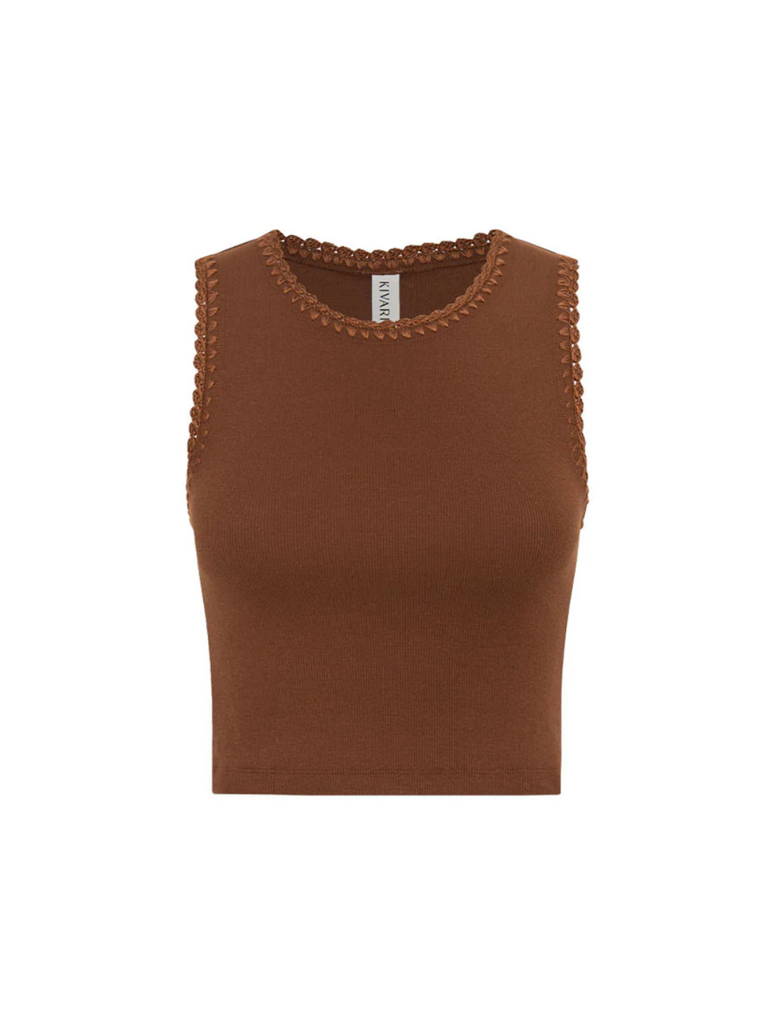 Kivari Tallulah High Neck Crop Tank - Coffee