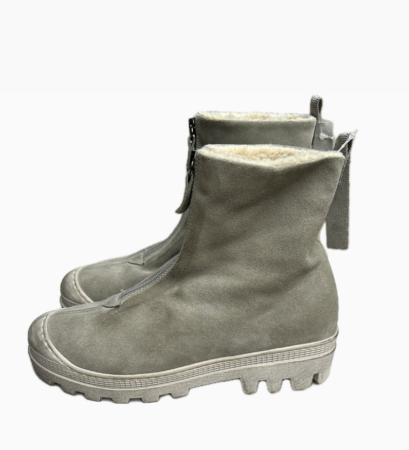 Lofina Suede Boot With Front Zipper - Sand