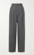 TOTÊME Pleated Recycled Wool Blend Straight Leg Pants - Grey Melange