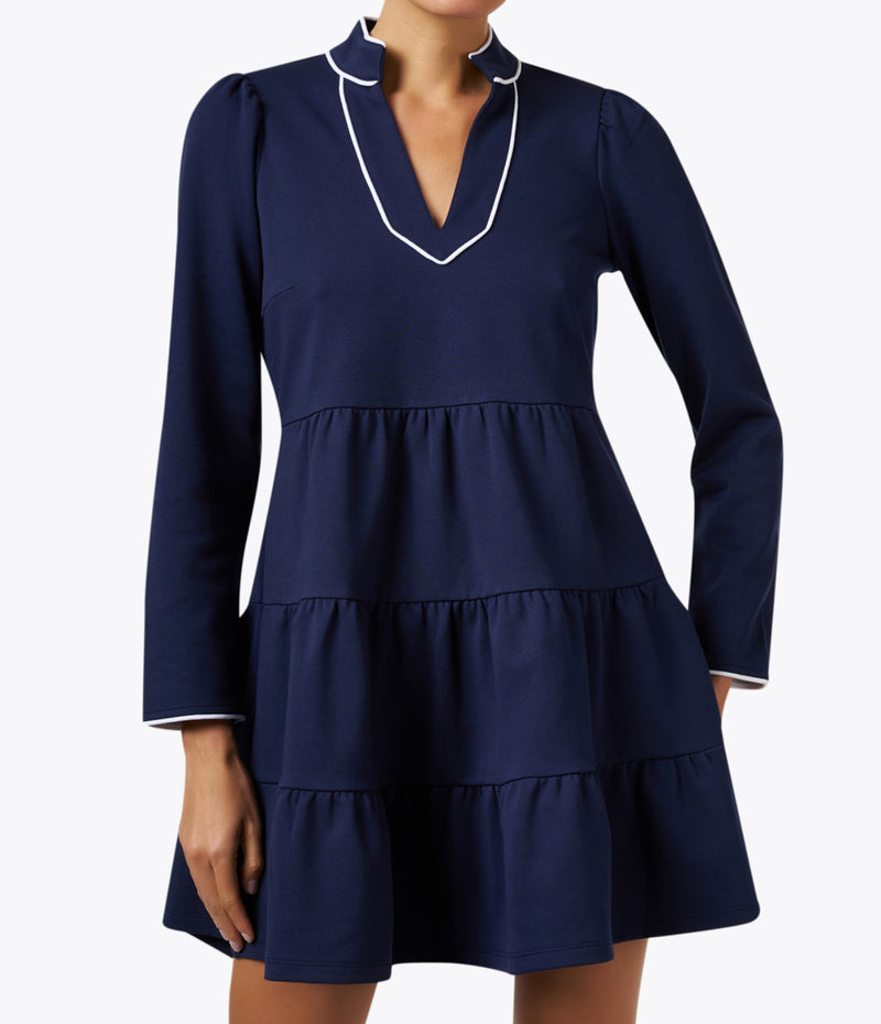 Sail to Sable Tiered Dress - Navy