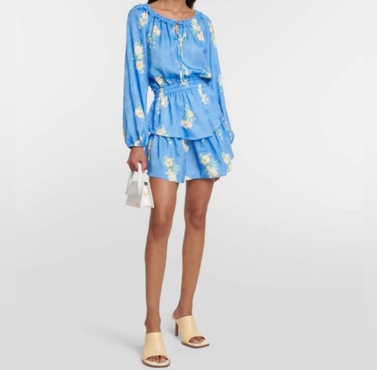 LoveShackFancy Popover Floral Dress - Blueberry Lemonade