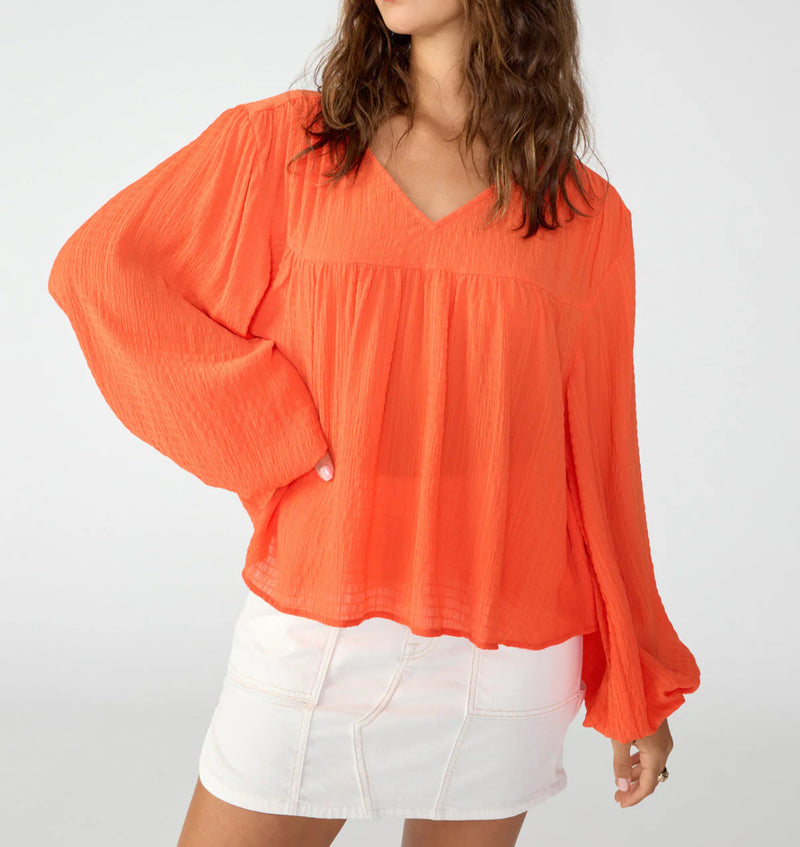 Sanctuary Wide Sleeve Blouse - Blood Orange