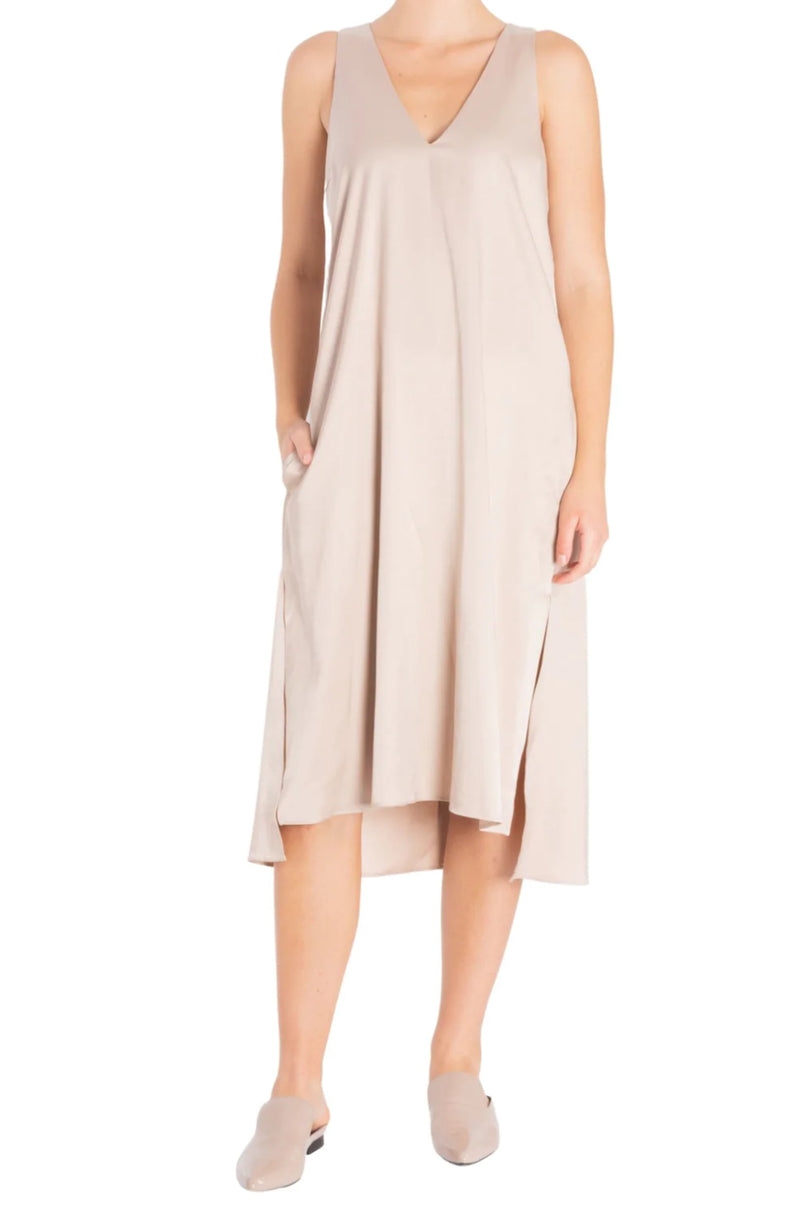 Elaine Kim Tabitha Cupro V Neck Dress - Shell