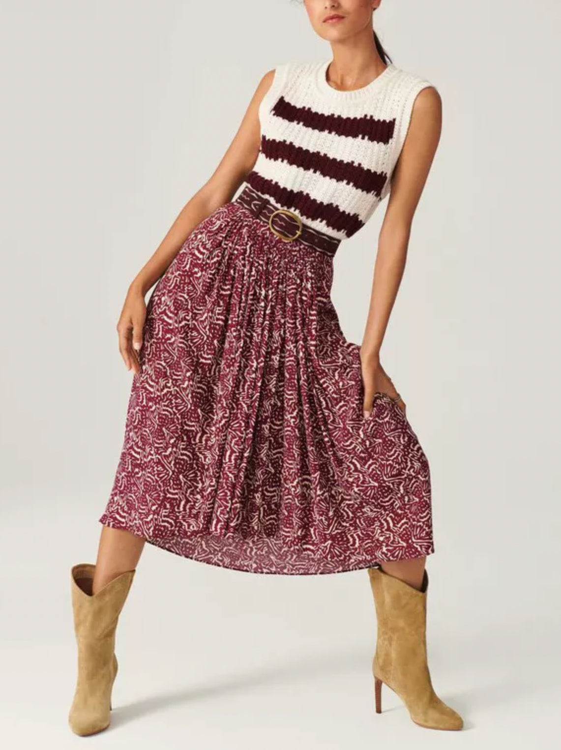 ba&sh Lenny Printed Skirt - Raisin