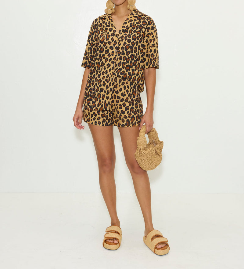 Simon Miller Bia Linen Camp Shirt - Cheetah