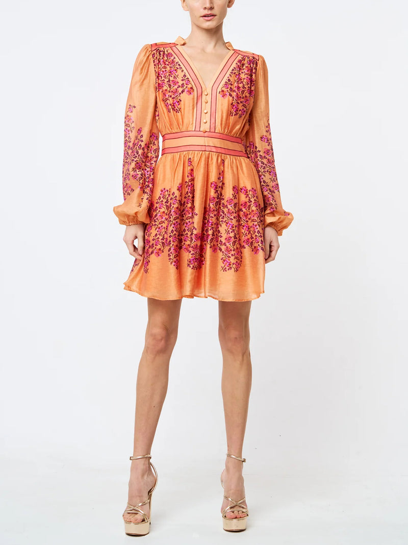 Ciebon Leeanna Engineered Floral Print Mini Dress - Coral Blush