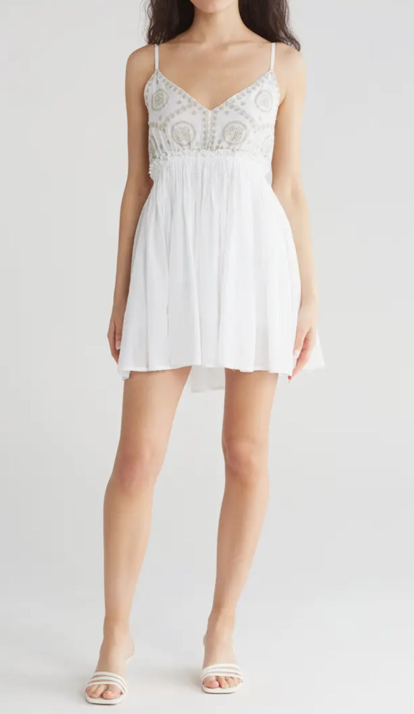 RAGA Naira Embroidered Mini Sundress - White