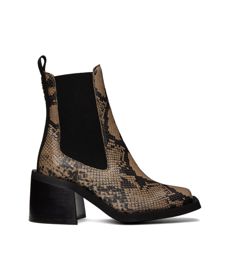 GANNI Snake-Embossed Leather Chelsea Ankle Boots - Ermine