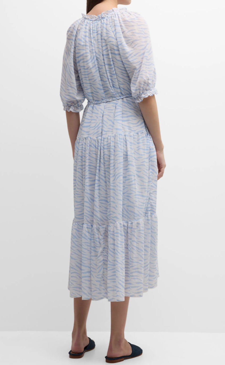 Xirena Lyta Tiered Tiger Stripe Print Midi Dress - Blue Wave