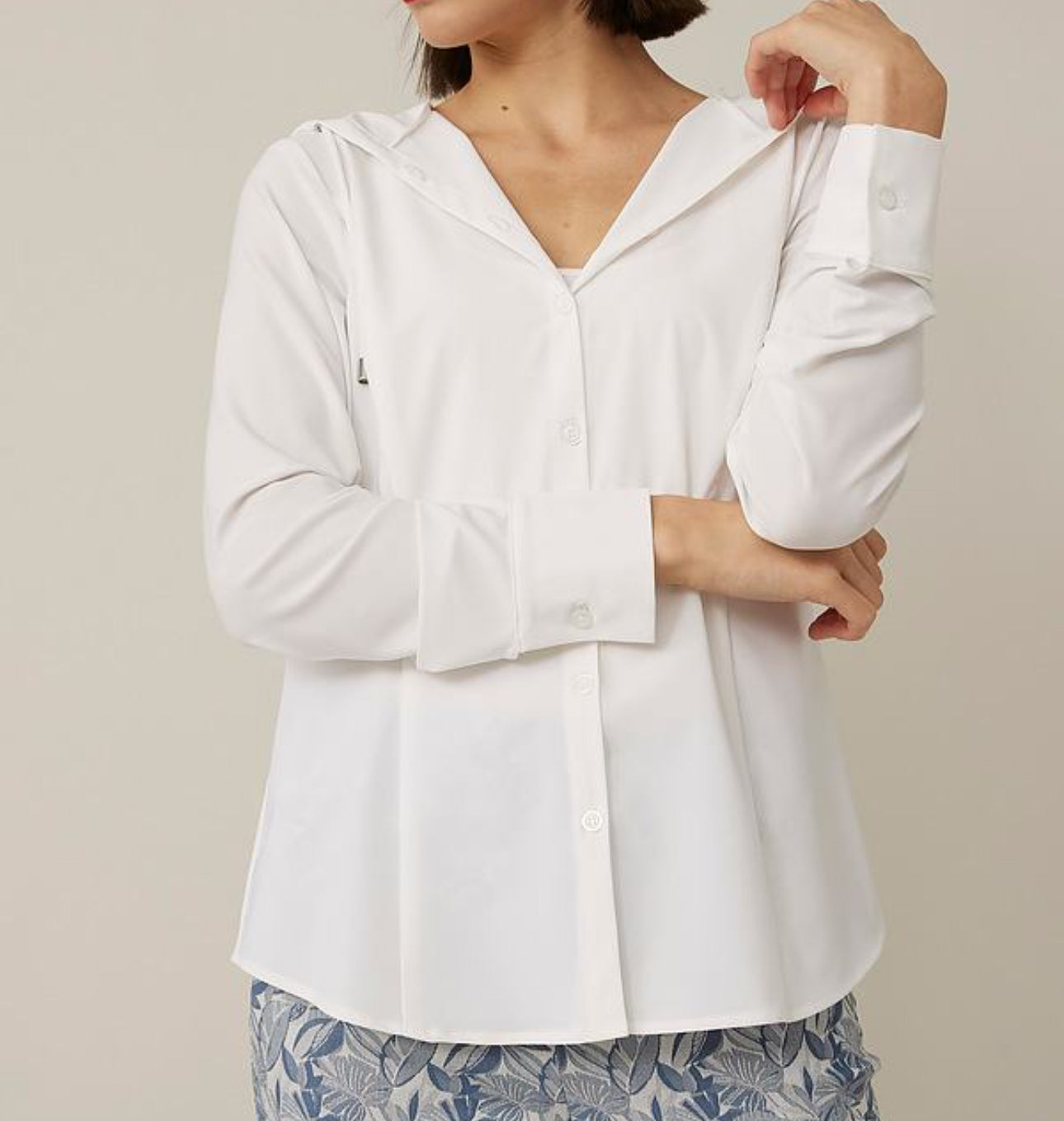 Joseph Ribkoff Hooded Blouse - White