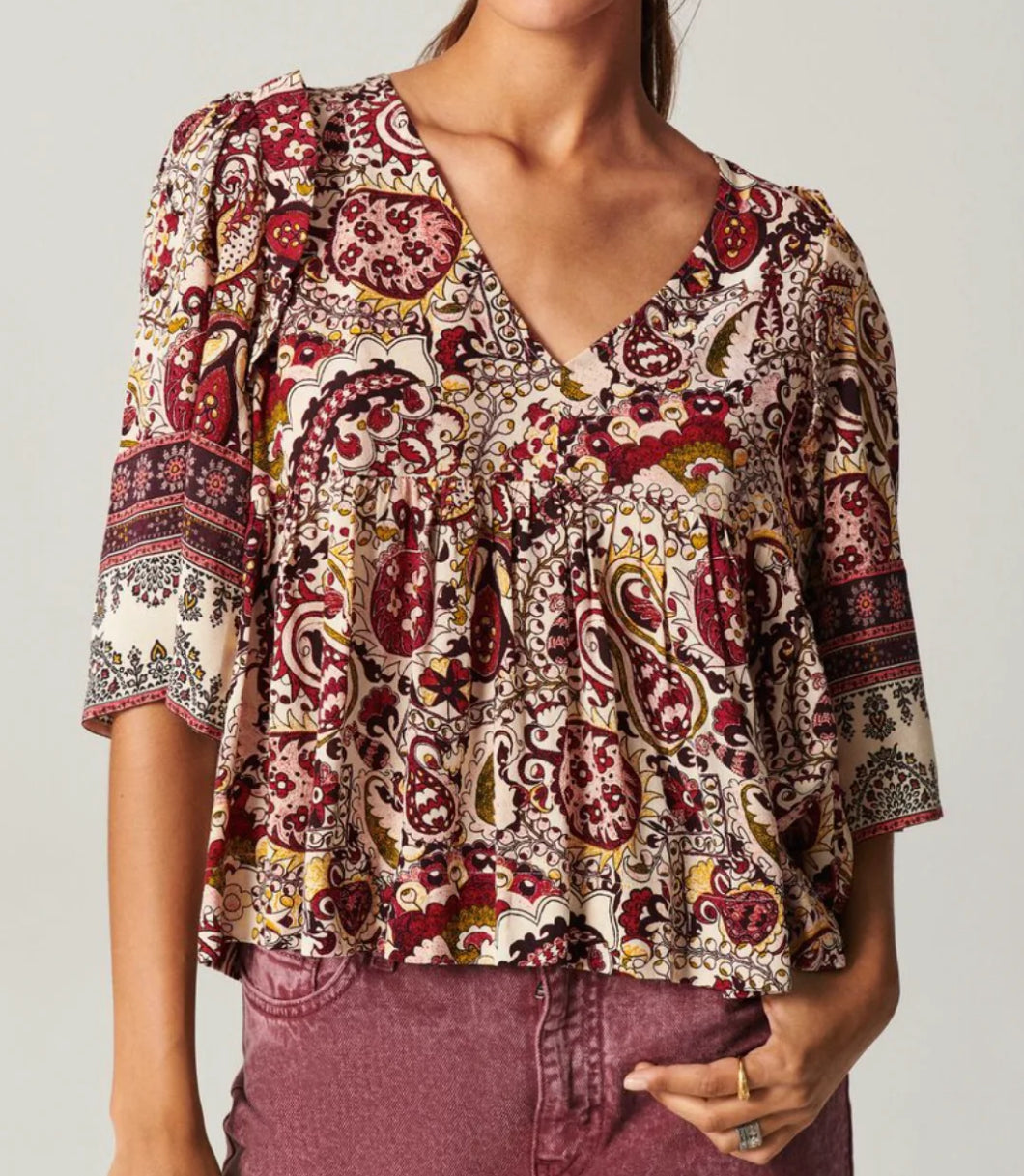 ba&sh Zarry Print Top - Ecru