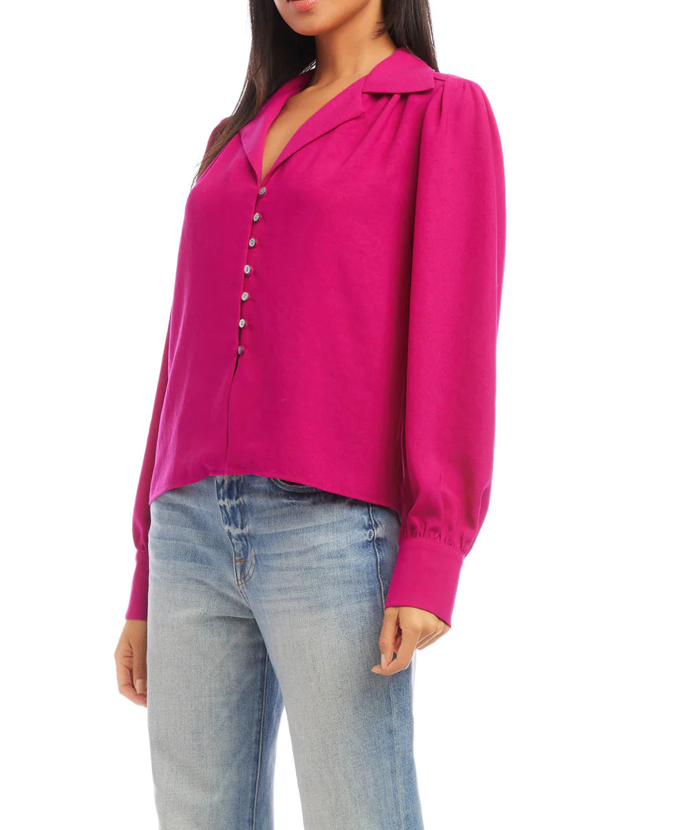 Fifteen Twenty Shirred Blouse - Hot Pink