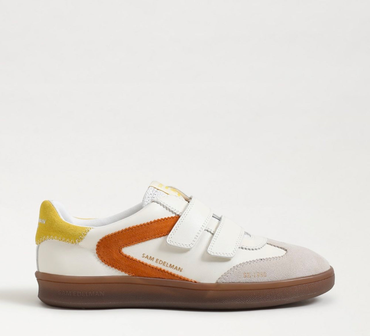 Sam Edelman Talia Velcro Sneaker - White/Orange/Yellow Suede