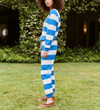 The Great. The Stripe Stadium Sweatpant - Blue/White