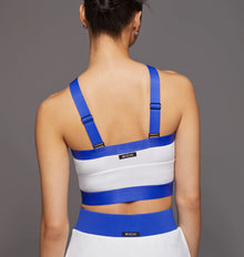 MICHI Playa Longline Bra - White/Royal Blue