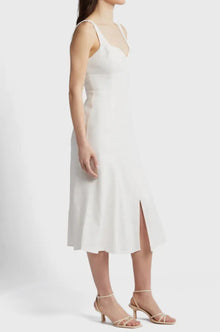 Du Paradis Sleeveless Linen Midi Dress - White