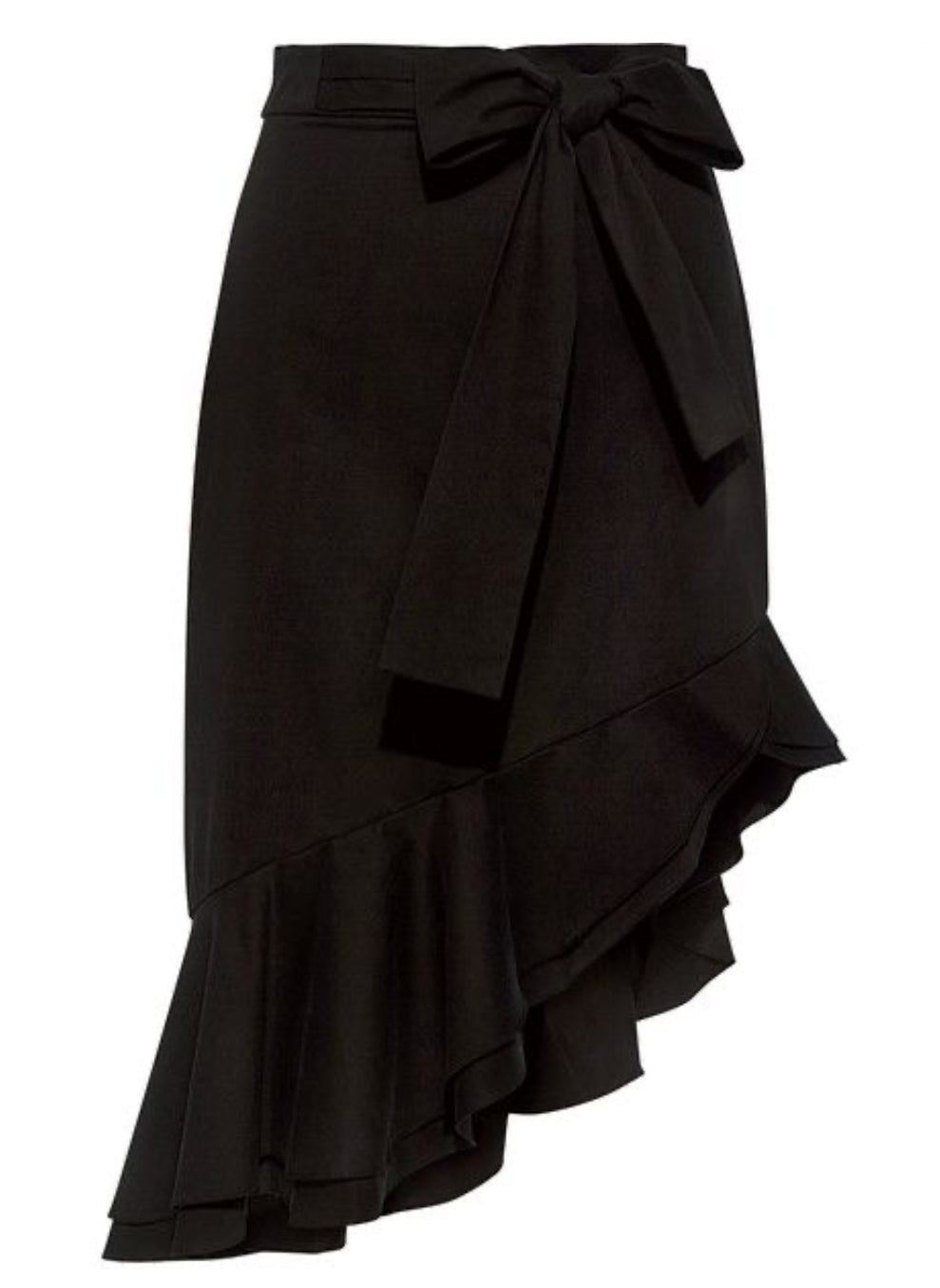 Saloni Shia Asymmetrical Ruffle Belted Skirt - Black