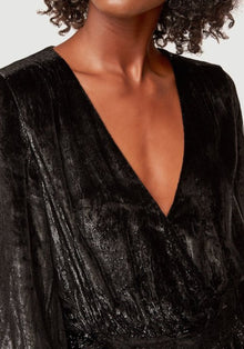 Frame Metallic Velvet Dress - Noir