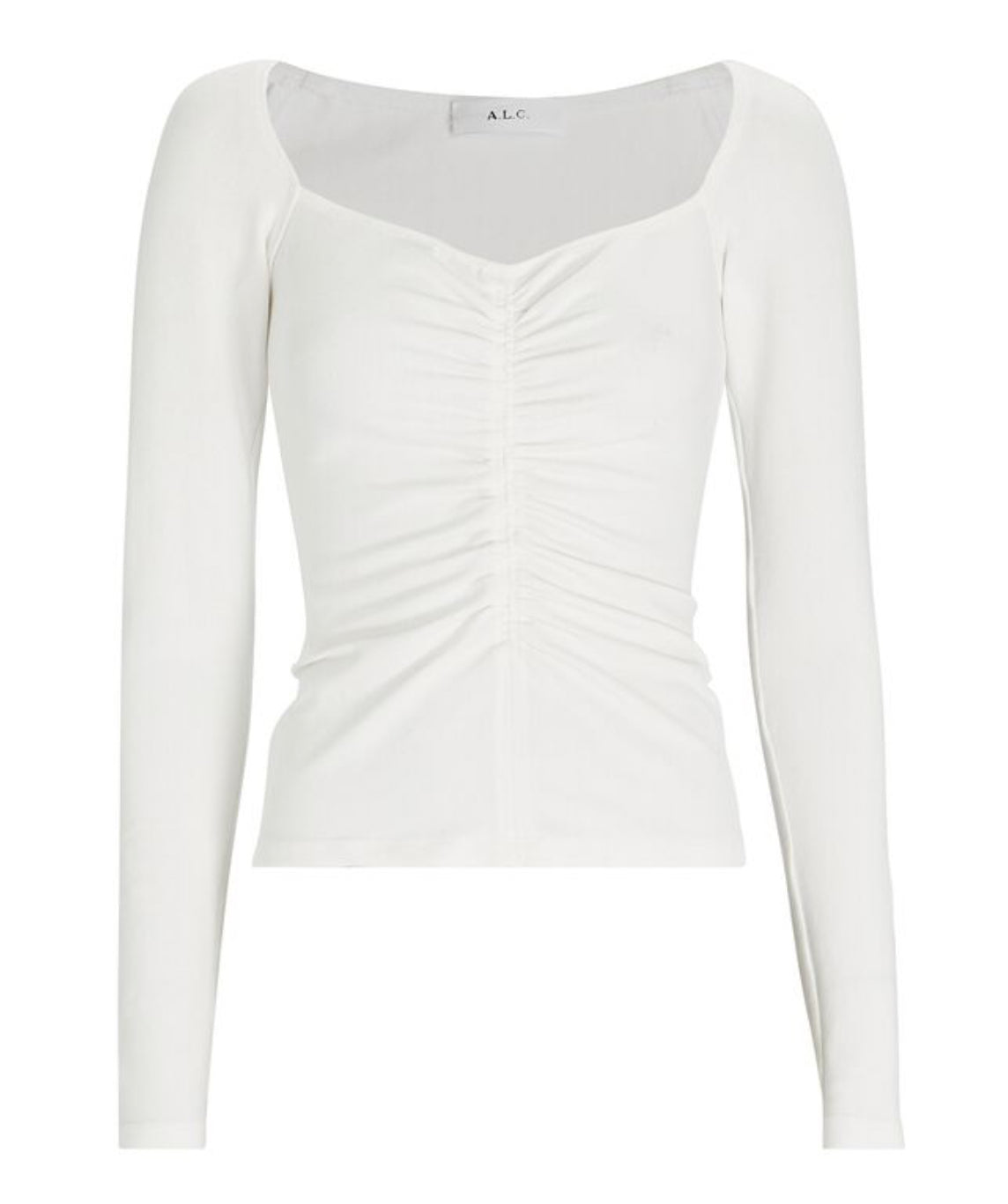 A.L.C. Halley Ruched Long-Sleeve T-Shirt - White