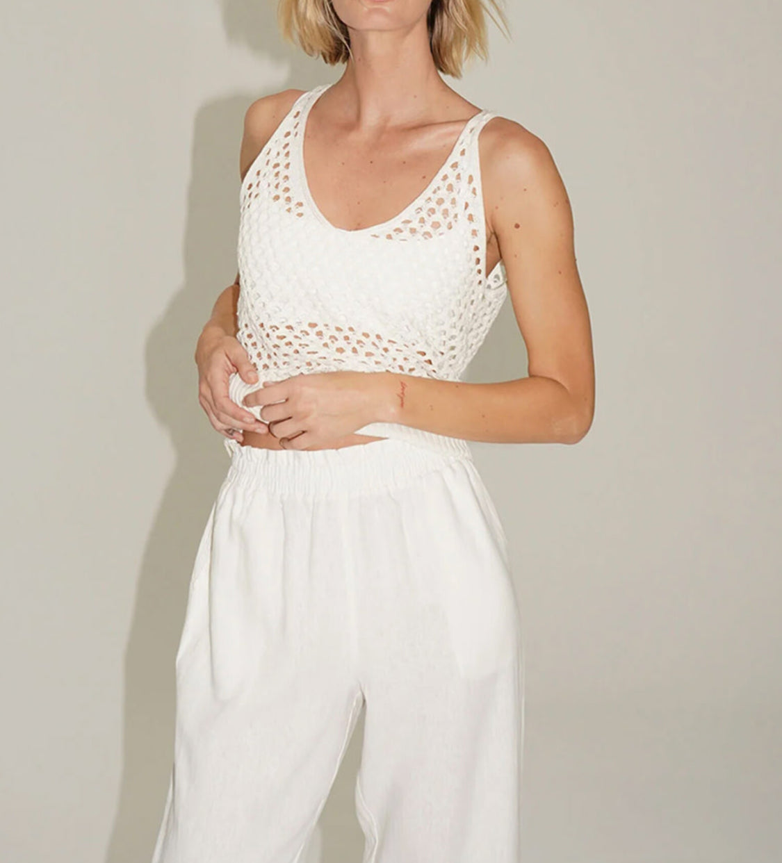 LNA Mavi Open Knit Tank - Ivory