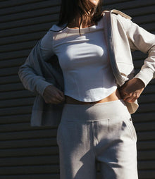 Thrive Société Quinn Rib Trim Trouser - Stone