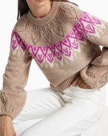 dh New York Hannah Pointelle Fair Isle-Inspired Sweater