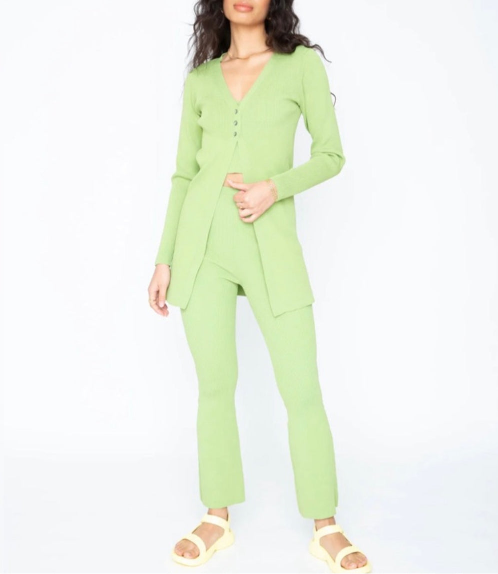 Callahan Knitwear Jenn Cardi Set - Basil