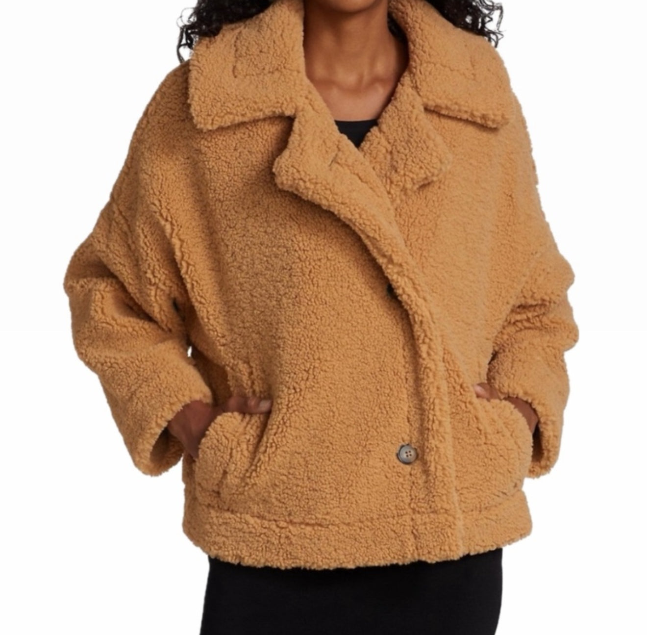 Spencer Faux Shearling Teddy Coat - Camel