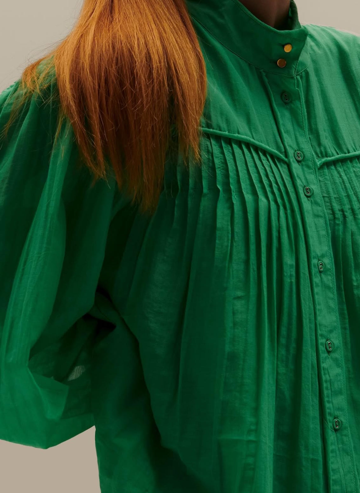 Bellepiece Split Blouse - Green
