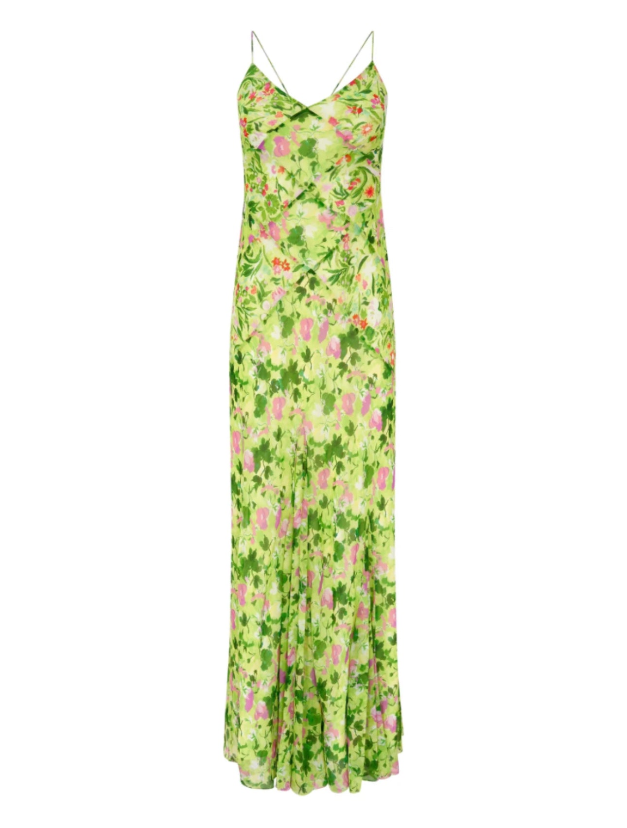 Saloni Cameron Dress in Bouquet - Lime Poppies