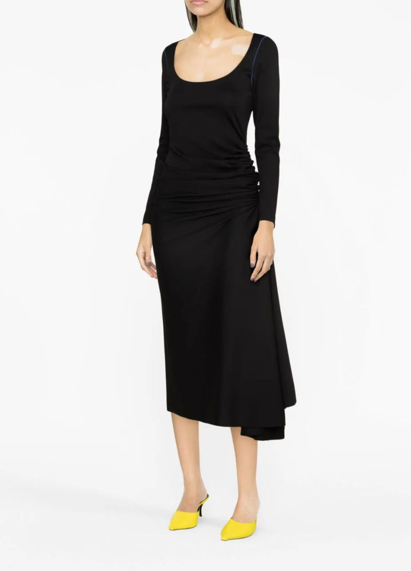 Marni Long Sleeve Midi Dress - Black/Blue