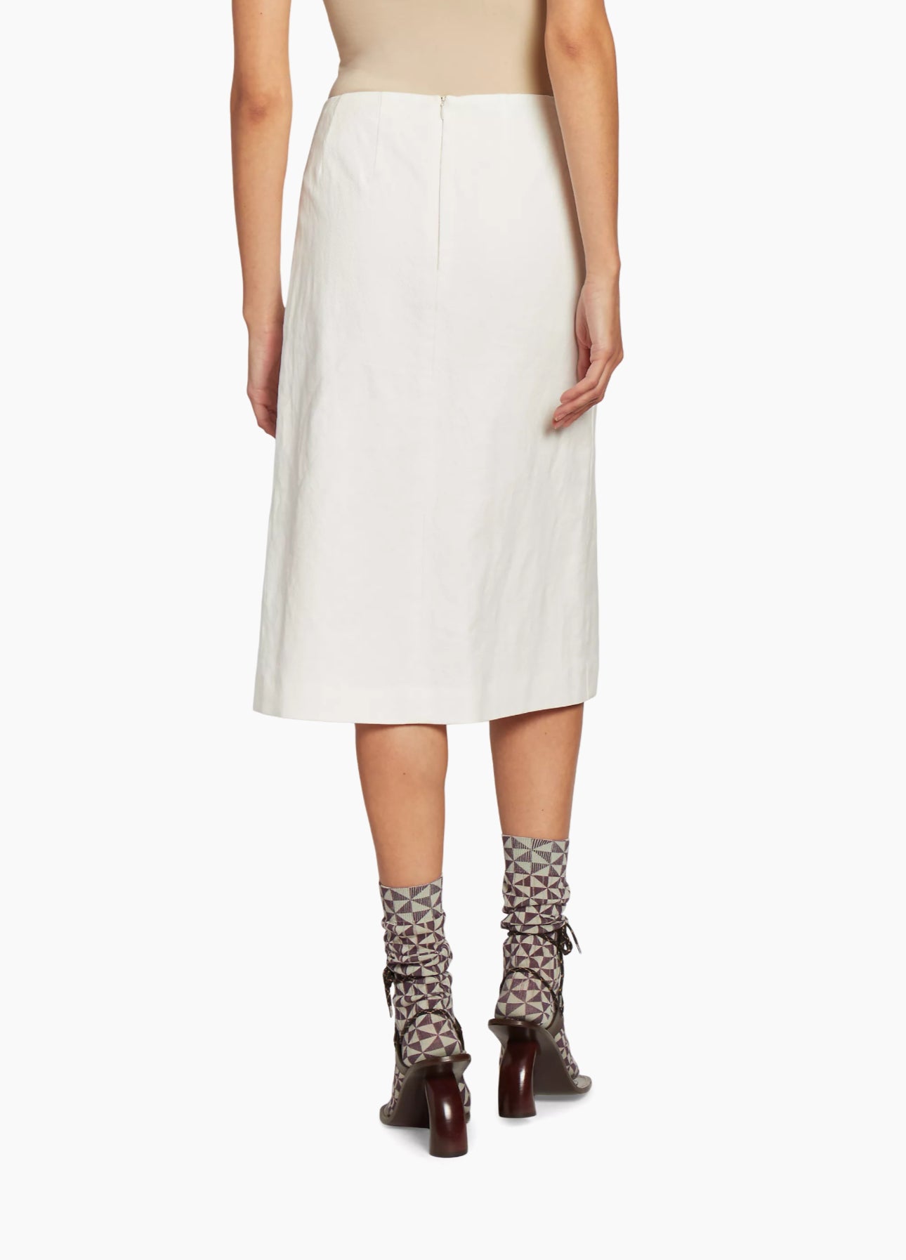 Dries Van Noten  Linen-Cotton Midi-Skirt - White