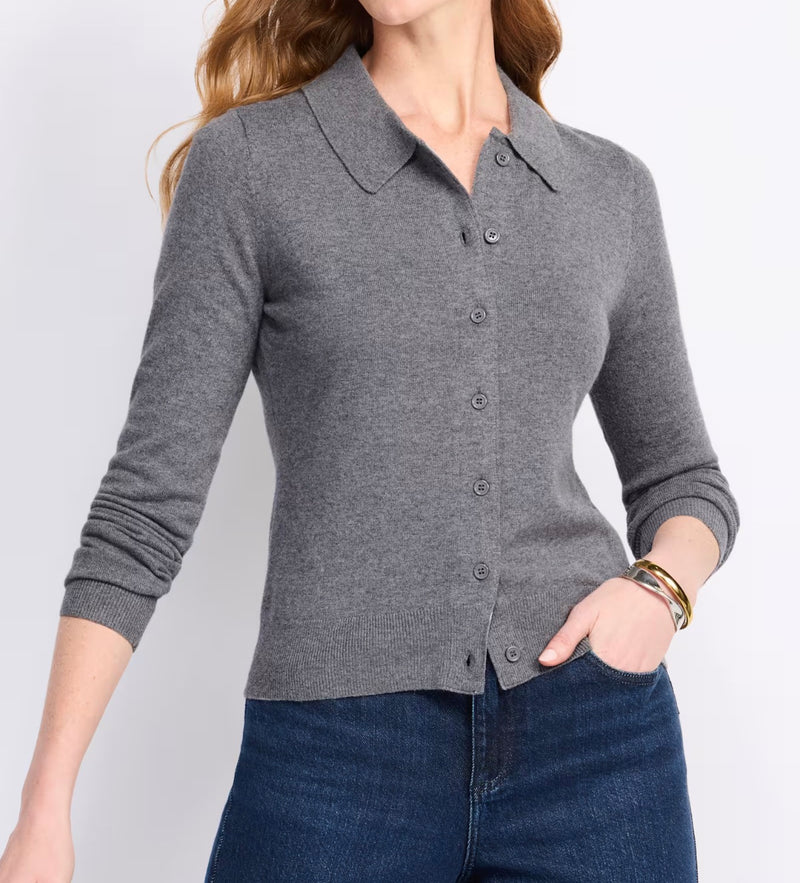 Line & Dot Eckley Button Down Sweater - Grey