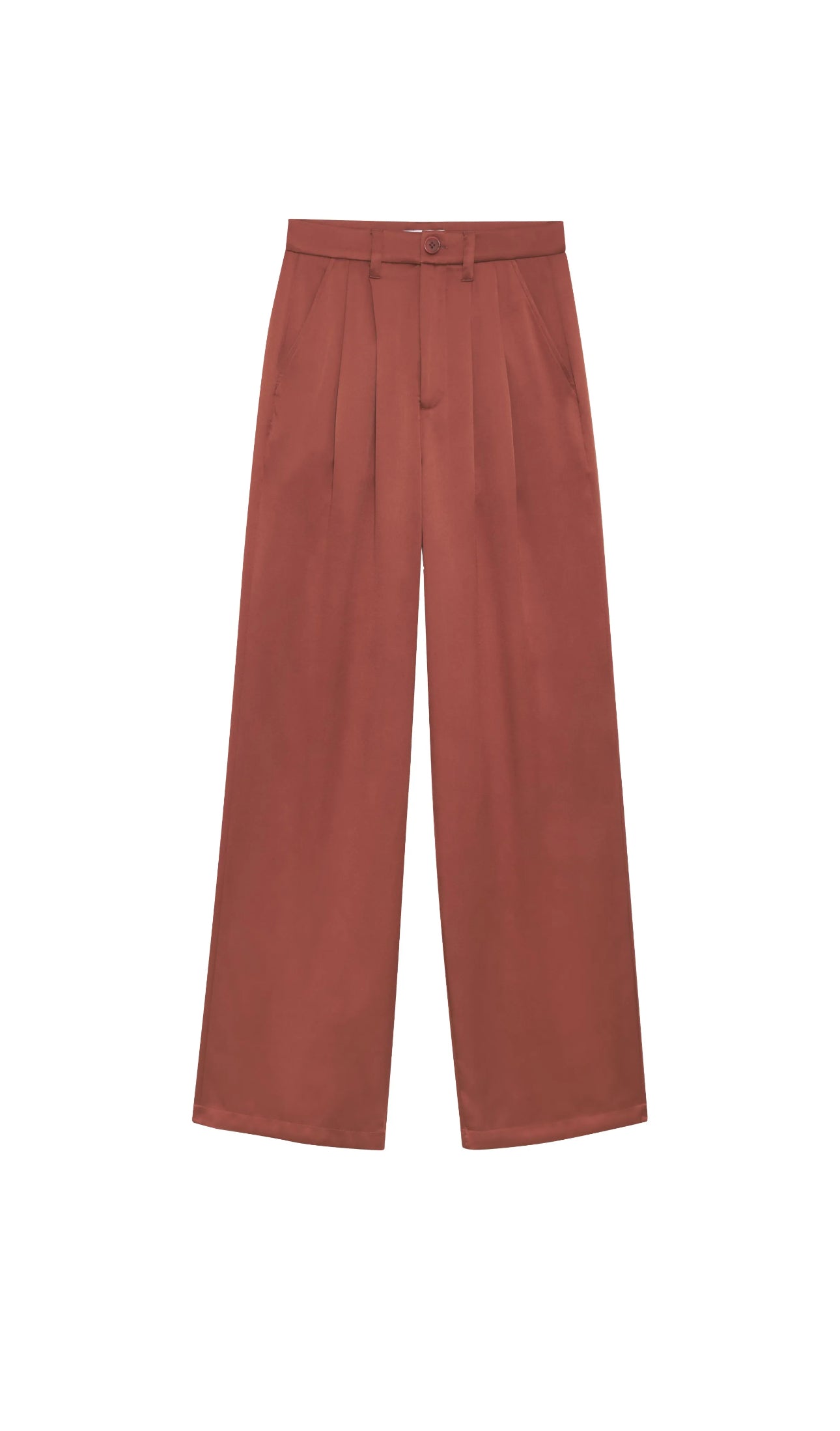 Anine Bing Carrie Silk Trousers - Terracotta