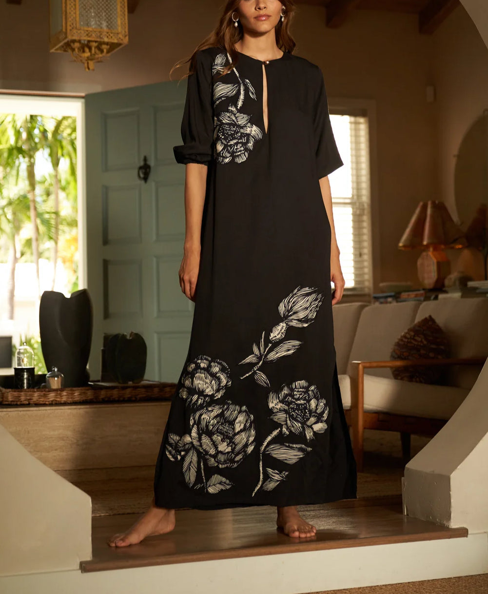 Carolina K Hera Kaftan - Belen Floral Black