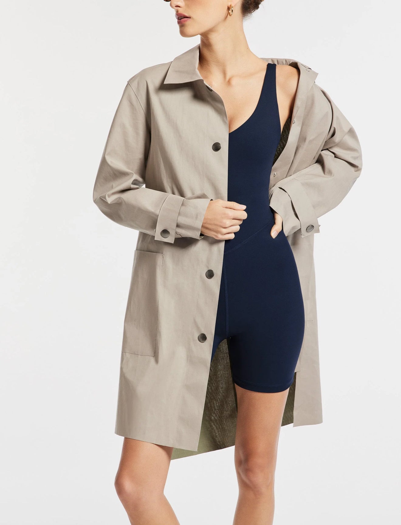 Bandier V-Neck Tempo Short Catsuit - Navy Blazer
