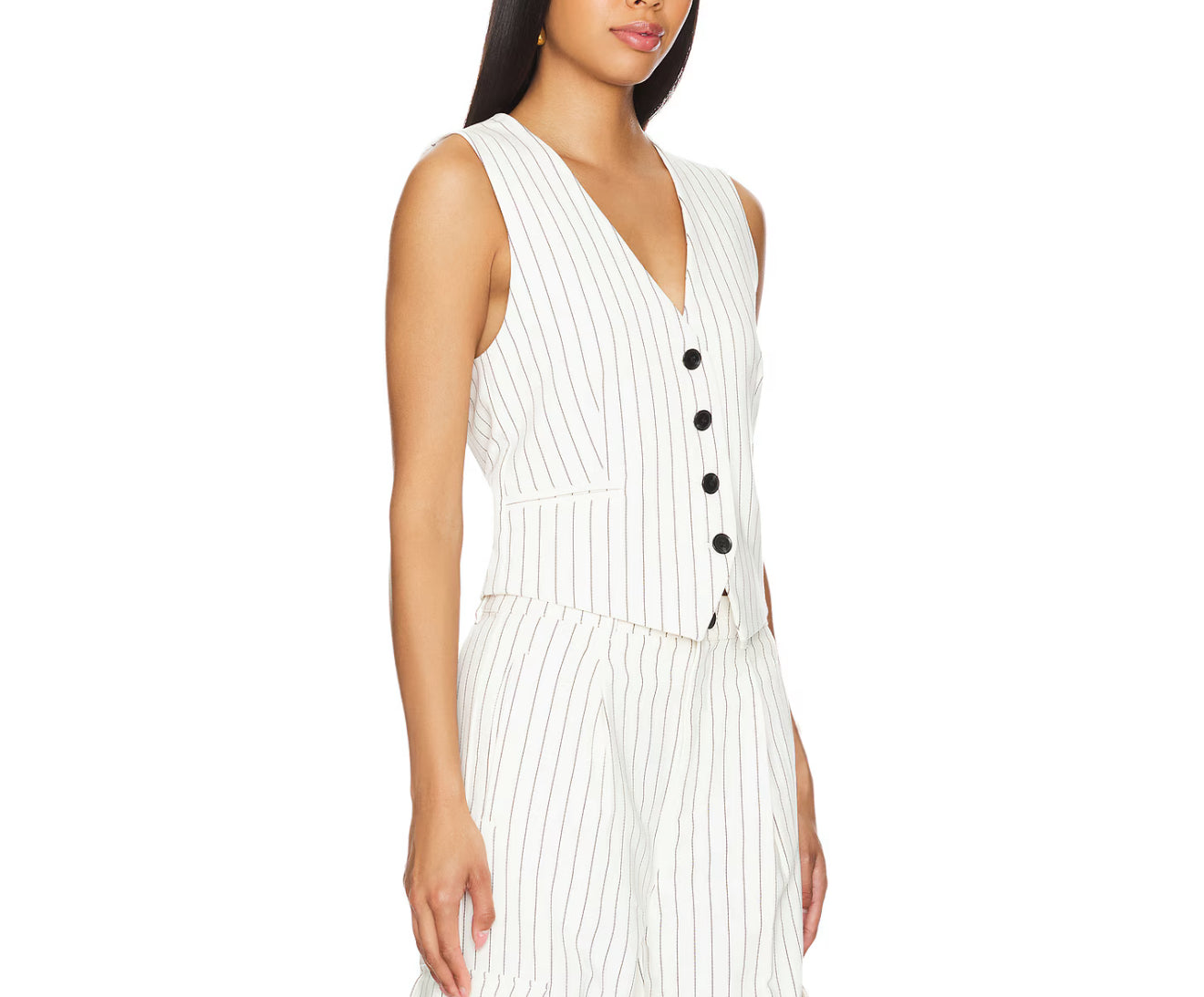 Pistola Vero Cropped Vest - Le Blanc Pinstripe