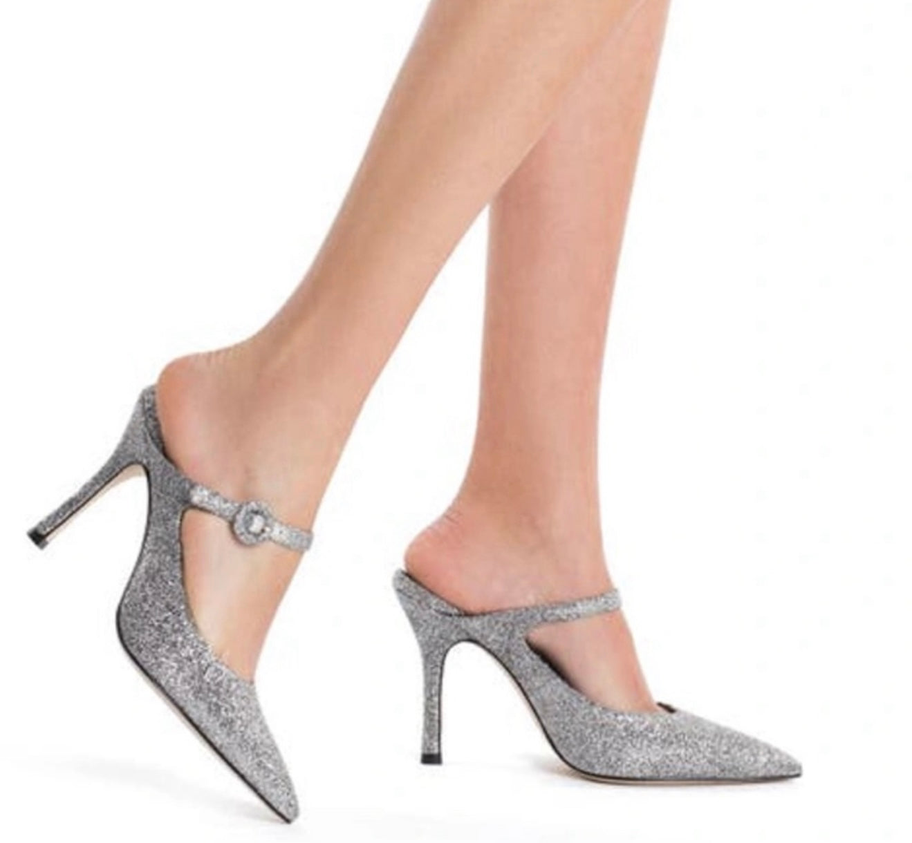 Larroude Candy Lurex Mules - Silver