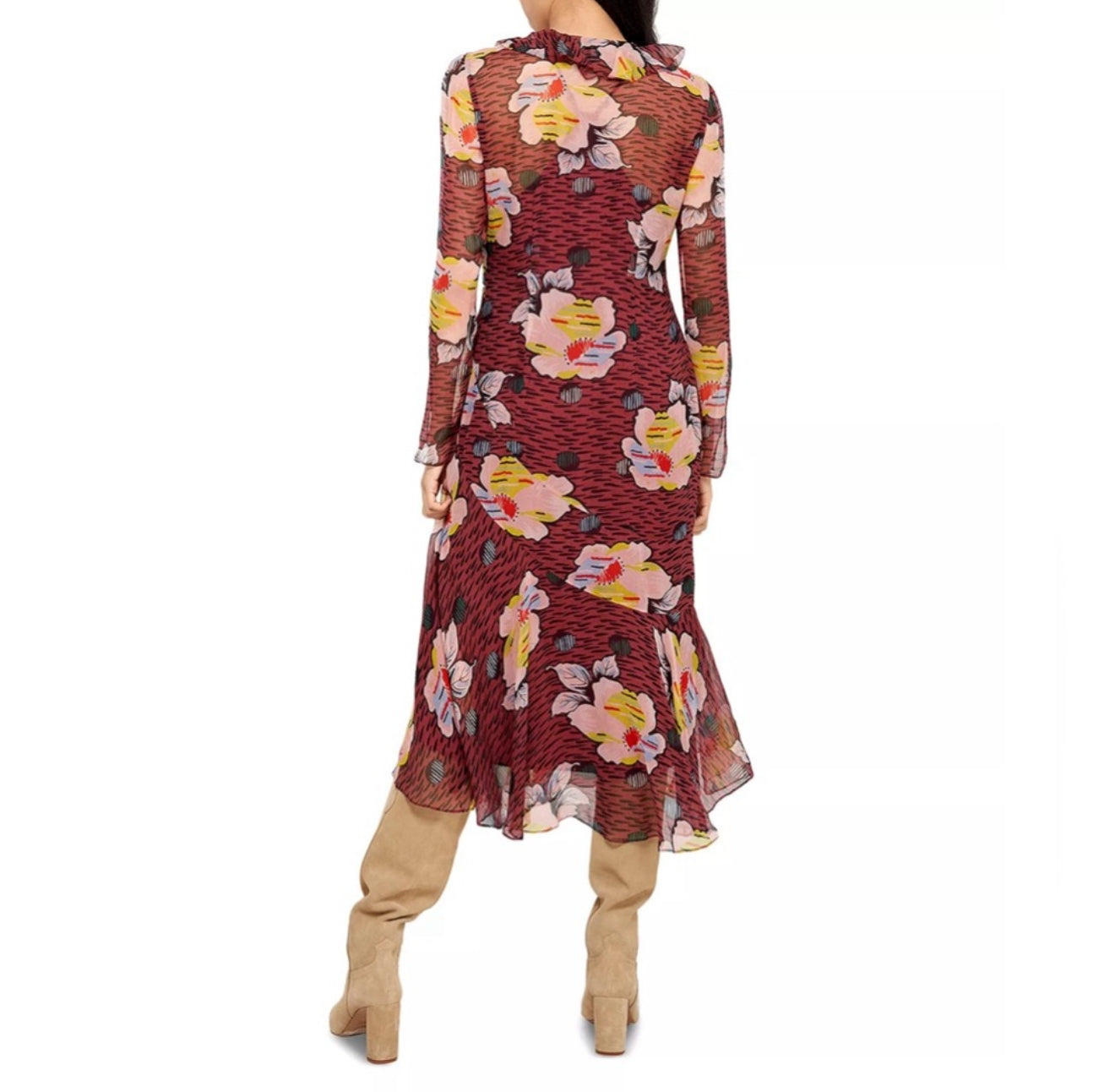 joie Darrow Silk Dress - Oxblood Multi