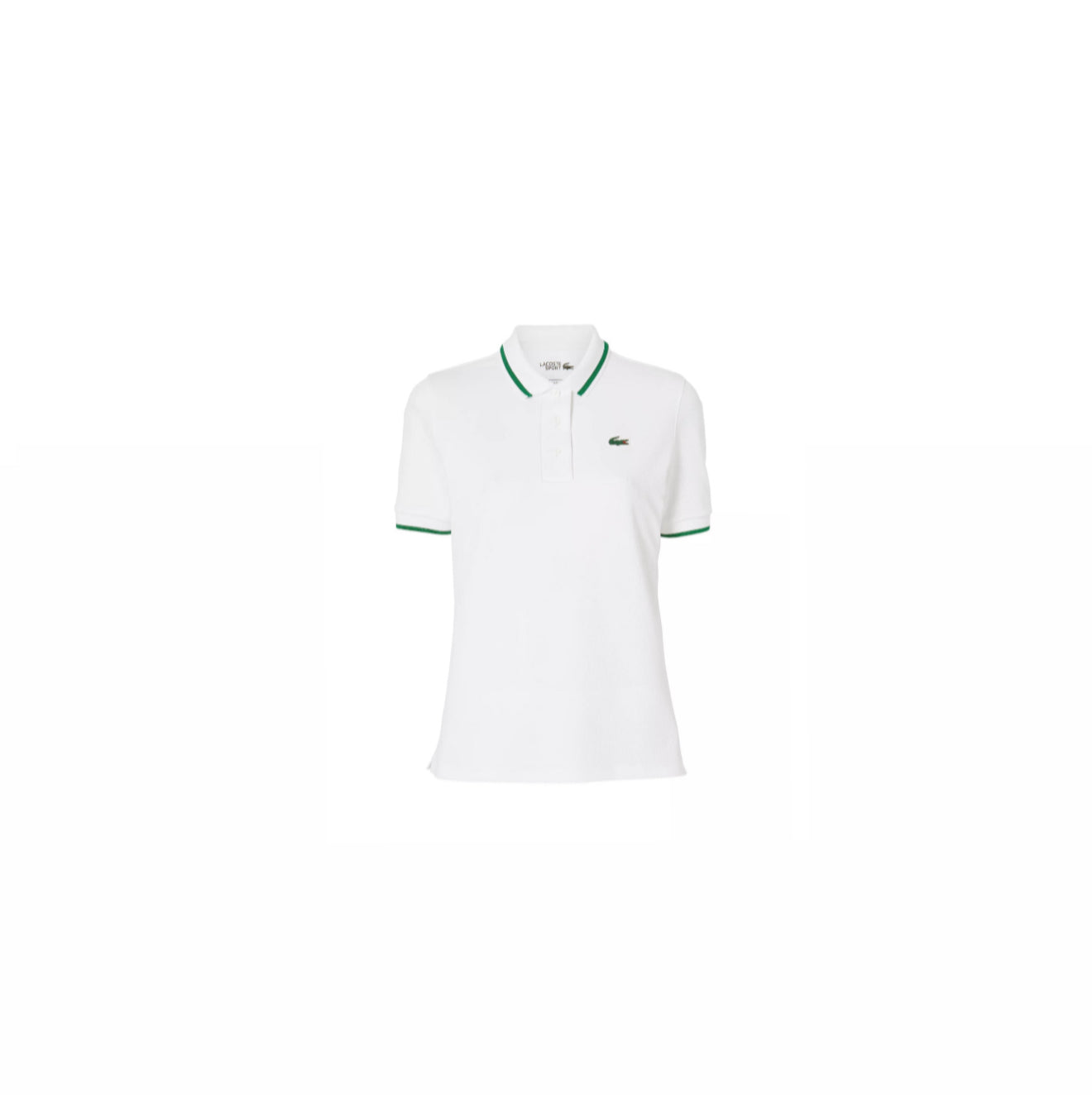 Lacoste UV Protect Stripe Collar Tennis Polo - White/Green
