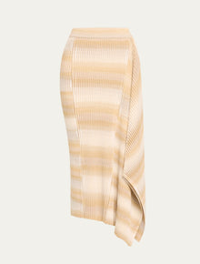 SIMKHAI Caelan Asymmetric Stripe Knit Skirt - Sand Multi