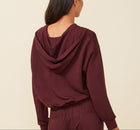 Monrow Supersoft Fleece V Hoody With Silky Piping - Merlot