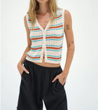 LNA Lou Sleeveless Cardigan - Sedona Stripe