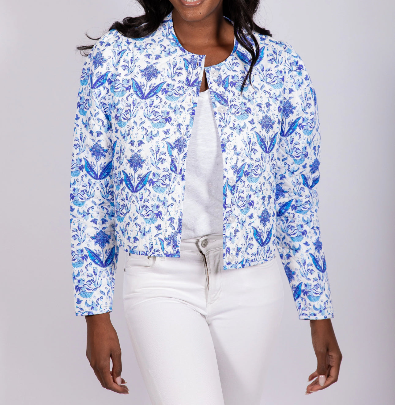 Sail To Sable Batik Print Reversible Button Front Jacket